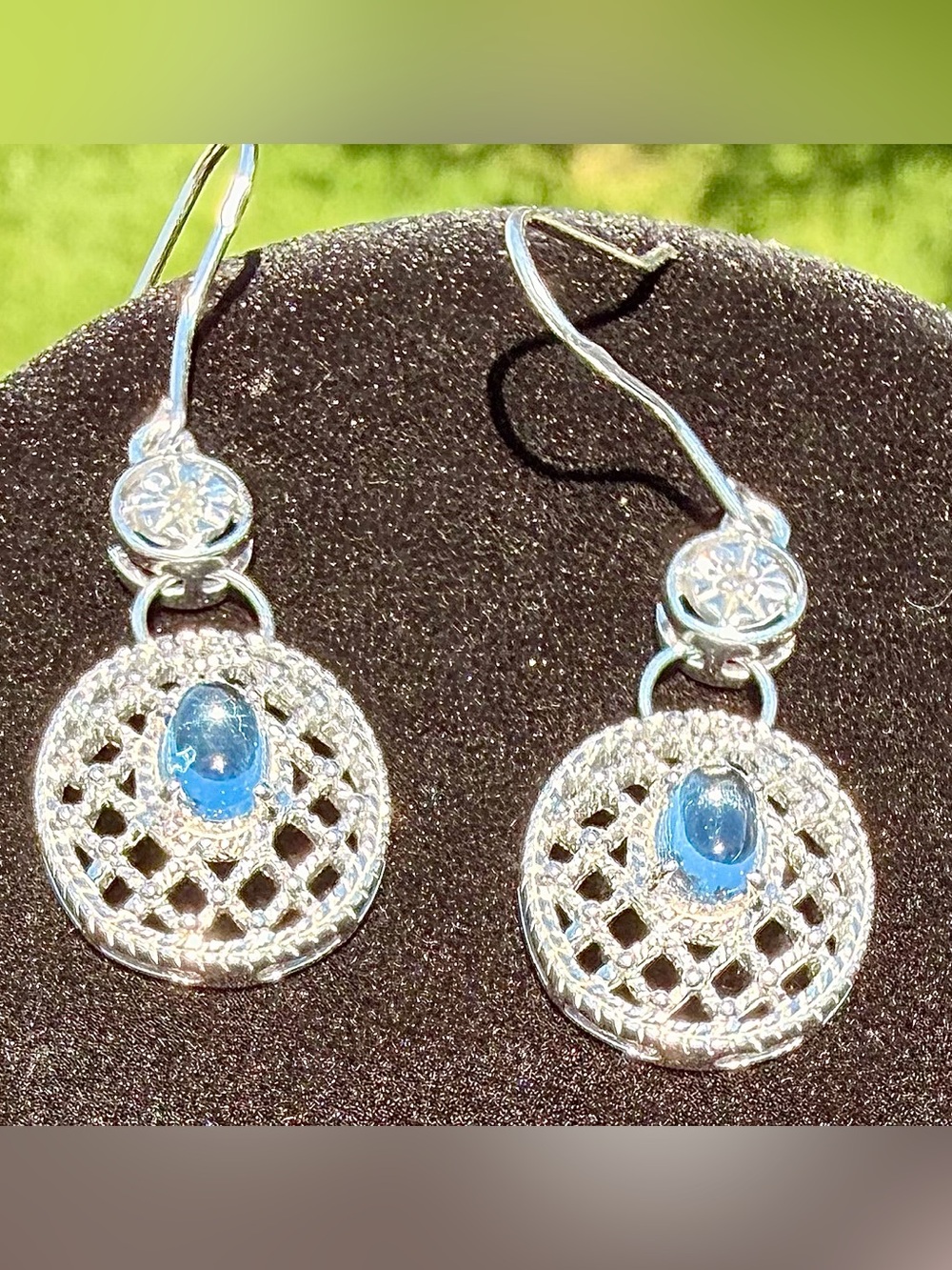 Sterling Silver Sky Blue Topaz & Diamond Necklace Earring Set NWT